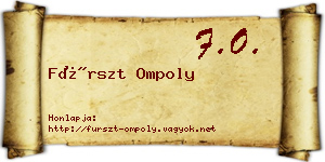 Fürszt Ompoly névjegykártya